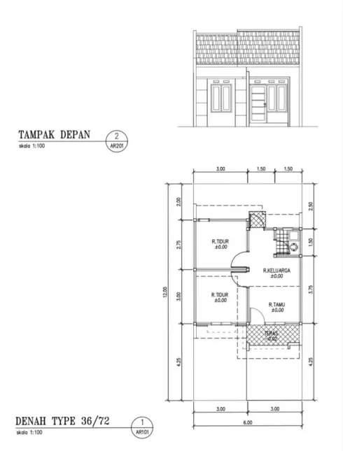Denah rumah TCI 3 Tipe 36